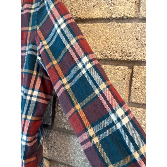 The North Face Plaid Button-Up Flannel Shirt L Red/Blue Long Sleeve Made In Indo - Picture 5 of 7
